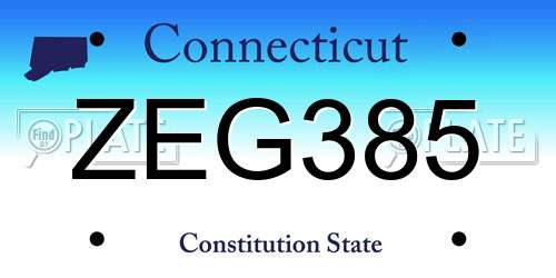 ZEG385 Connecticut License Plate