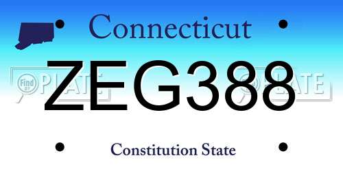 ZEG388 Connecticut License Plate