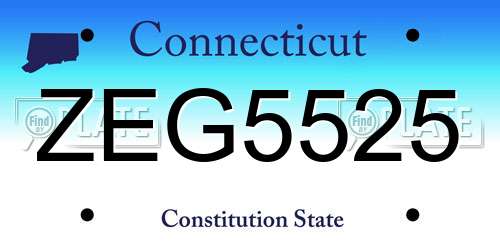 ZEG5525 Connecticut License Plate