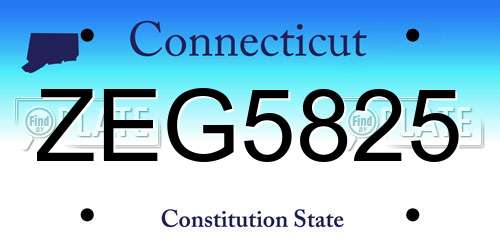 ZEG5825 Connecticut License Plate
