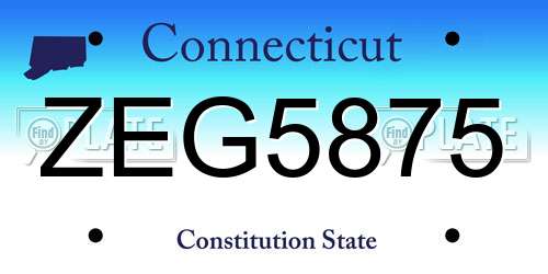 ZEG5875 Connecticut License Plate