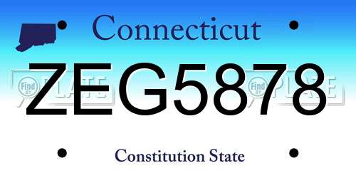 ZEG5878 Connecticut License Plate