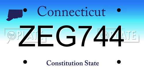 ZEG744 Connecticut License Plate