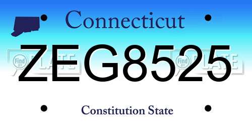 ZEG8525 Connecticut License Plate