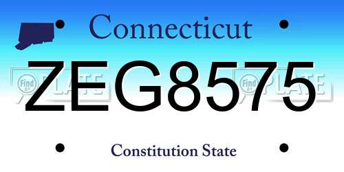 ZEG8575 Connecticut License Plate