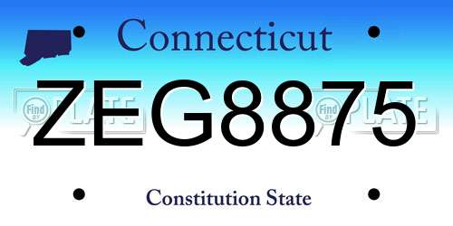ZEG8875 Connecticut License Plate