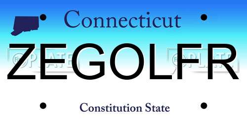 ZEGOLFR Connecticut License Plate