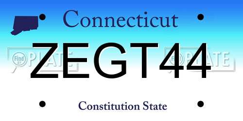 ZEGT44 Connecticut License Plate