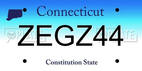 ZEGZ44 Connecticut License Plate