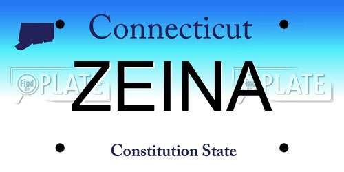 ZEINA Connecticut License Plate