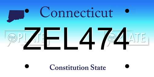ZEL474 Connecticut License Plate