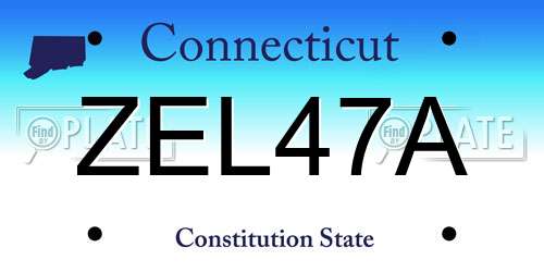 ZEL47A Connecticut License Plate