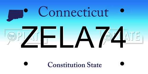 ZELA74 Connecticut License Plate
