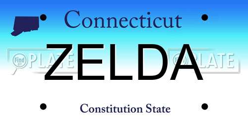 ZELDA Connecticut License Plate