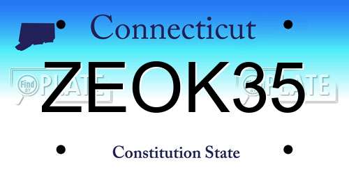 ZEOK35 Connecticut License Plate
