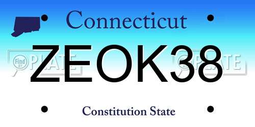 ZEOK38 Connecticut License Plate