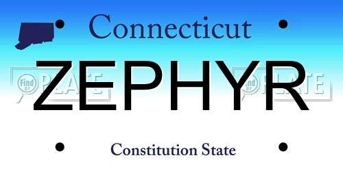ZEPHYR Connecticut License Plate