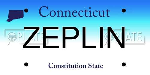 ZEPLIN Connecticut License Plate