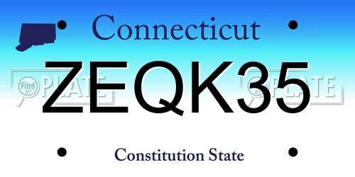 ZEQK35 Connecticut License Plate