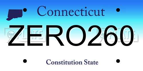 ZERO260 Connecticut License Plate
