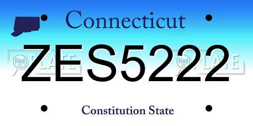 ZES5222 Connecticut License Plate