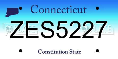 ZES5227 Connecticut License Plate