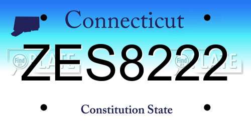 ZES8222 Connecticut License Plate