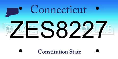 ZES8227 Connecticut License Plate