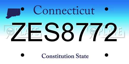ZES8772 Connecticut License Plate
