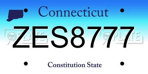 ZES8777 Connecticut License Plate