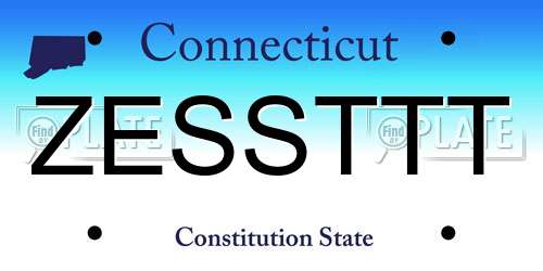 ZESSTTT Connecticut License Plate