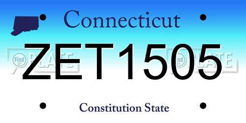 ZET1505 Connecticut License Plate