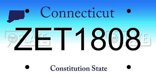 ZET1808 Connecticut License Plate