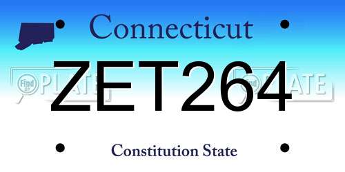 ZET264 Connecticut License Plate