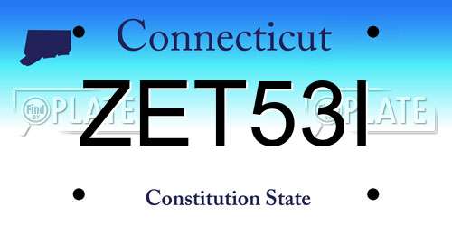 ZET53I Connecticut License Plate