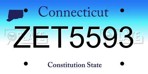 ZET5593 Connecticut License Plate