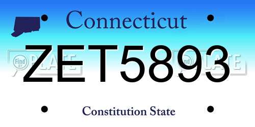 ZET5893 Connecticut License Plate