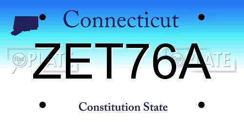 ZET76A Connecticut License Plate