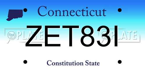 ZET83I Connecticut License Plate