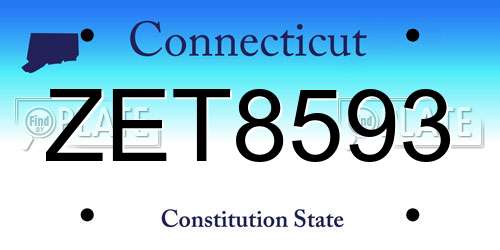 ZET8593 Connecticut License Plate