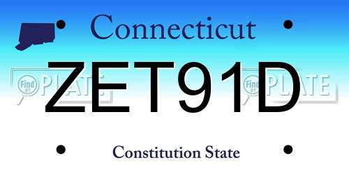 ZET91D Connecticut License Plate