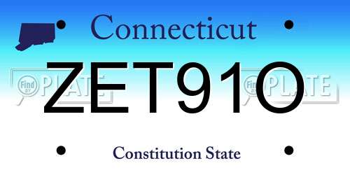 ZET91O Connecticut License Plate
