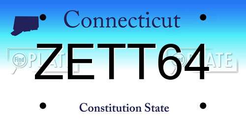 ZETT64 Connecticut License Plate