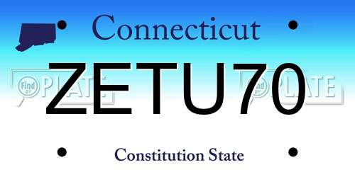ZETU70 Connecticut License Plate