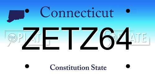 ZETZ64 Connecticut License Plate