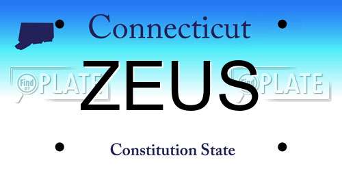 ZEUS Connecticut License Plate