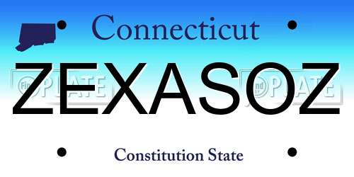 ZEXASOZ Connecticut License Plate