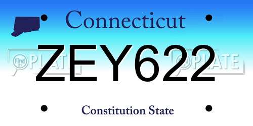 ZEY622 Connecticut License Plate