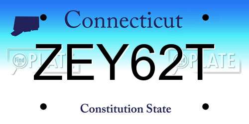 ZEY62T Connecticut License Plate