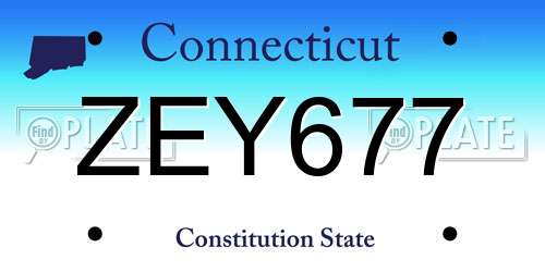 ZEY677 Connecticut License Plate